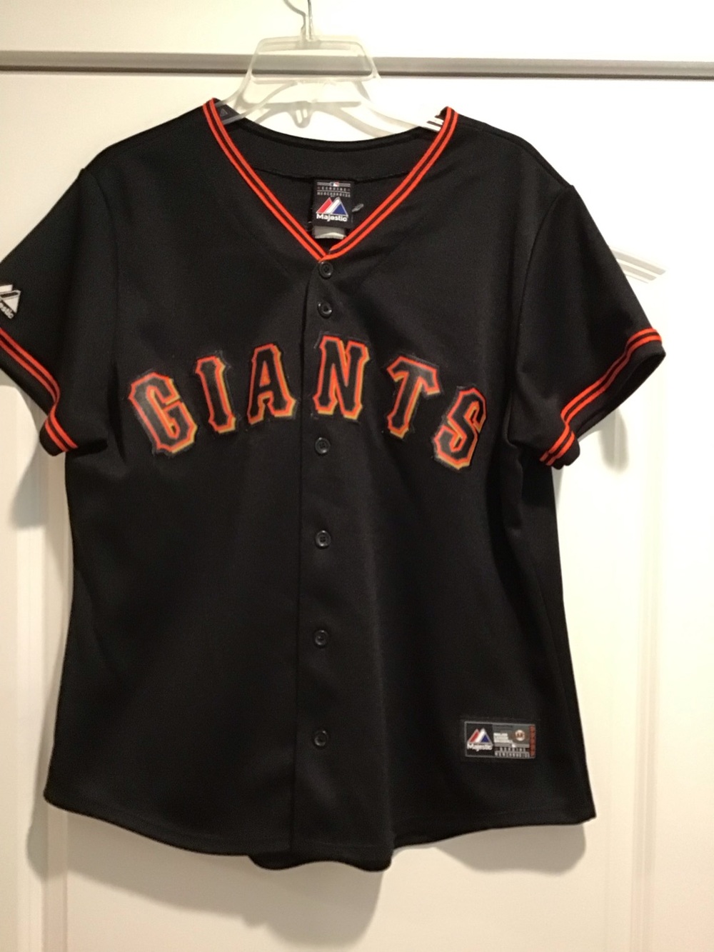 Majestic Black Baseball Jersey with Orange Trim
